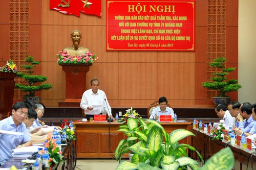 Đoàn kiểm tra của Bộ Chính trị làm việc với Ban Thường vụ Tỉnh ủy Quảng Nam - ảnh 1